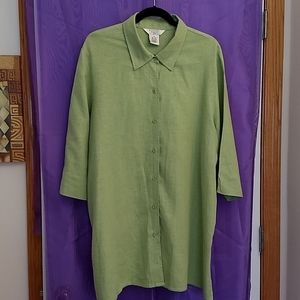 Lime Linen Look Button Down Jacket